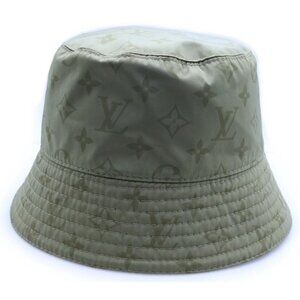 Louis Vuitton Monogram Logo Embroidery Nylon Denim Reversible Bucket Hat Black